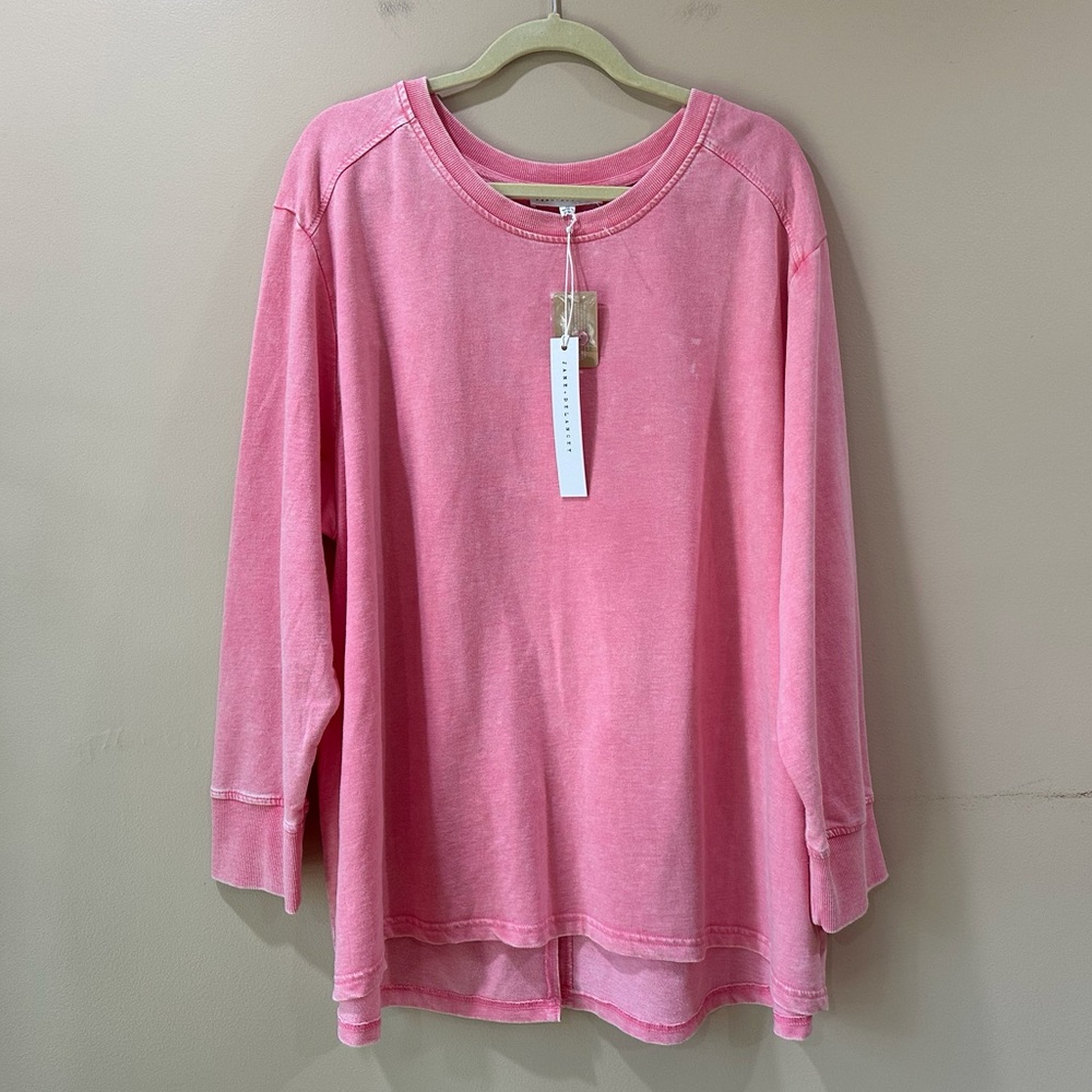 Jane And Delancey Neon pink Garment Dye Oversized Tunic Sweatshirt Top plus 3X